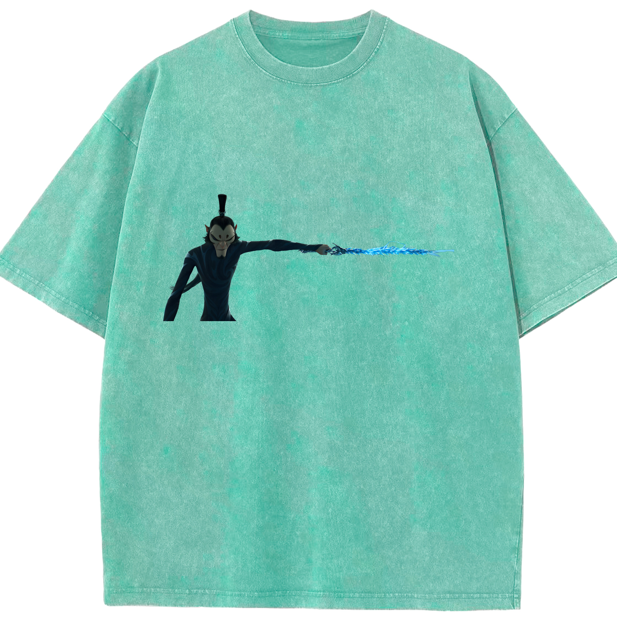（画像用） Ne Zha 2 ナタ 魔童の大暴れ 綿100% ヴィンテージ風 半袖Tシャツ（フロントプリント）